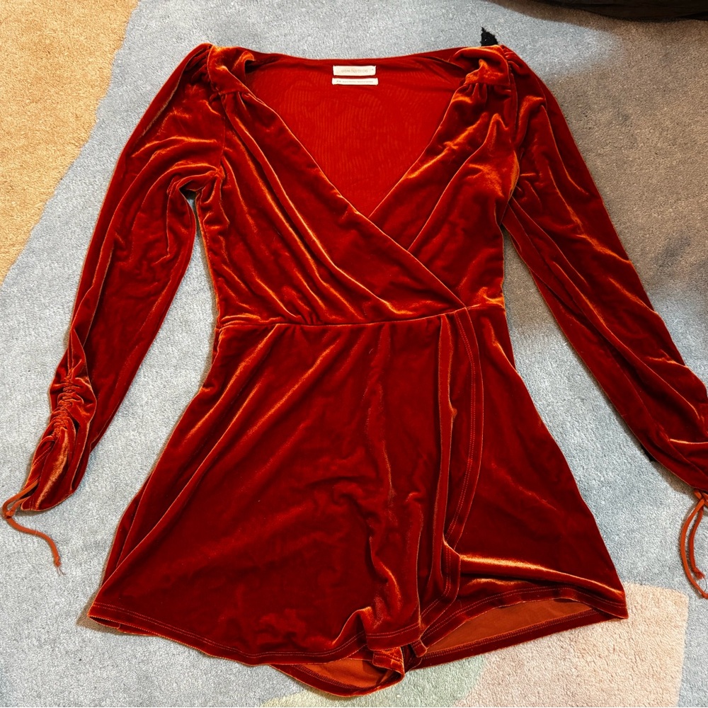 Urban Outfitters Wrap Romper in Deep Burnt Orange